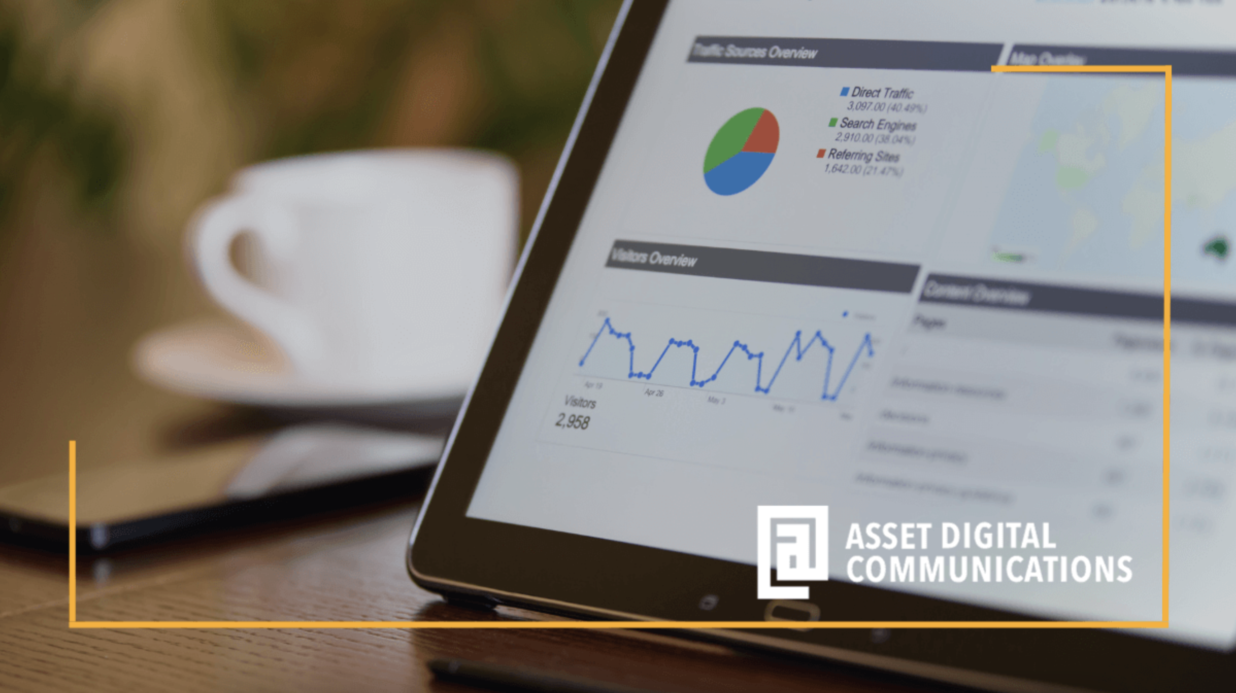 An image with a tablet on a desk showing improved website conversion graphic on its screen